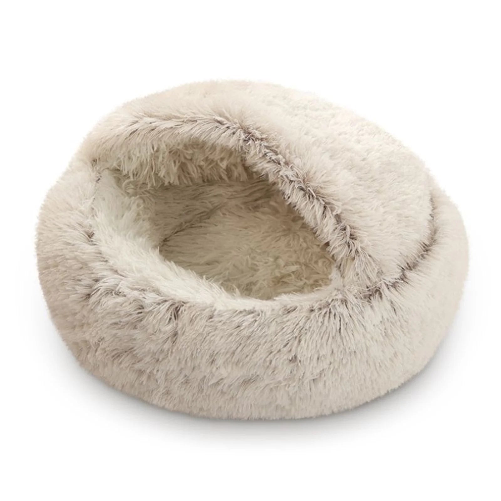 Cat Bed round Plush Hooded Cat Bed Cave, for Indoor Cats or Small Dog Beds, Calming Pet Beds Calm Anti-Nxiety Dog Bed, Waterproof Bottom Washable (16"X16")